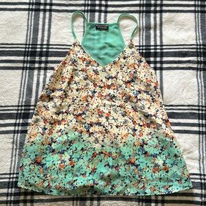 Papermoon teal floral flowy tank size xs